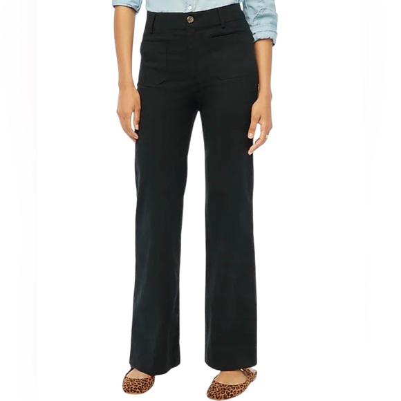 J. Crew Pants - J. Crew Lizzie Wide Leg Pocket Linen Blend Pants high rise NWT 25P Black